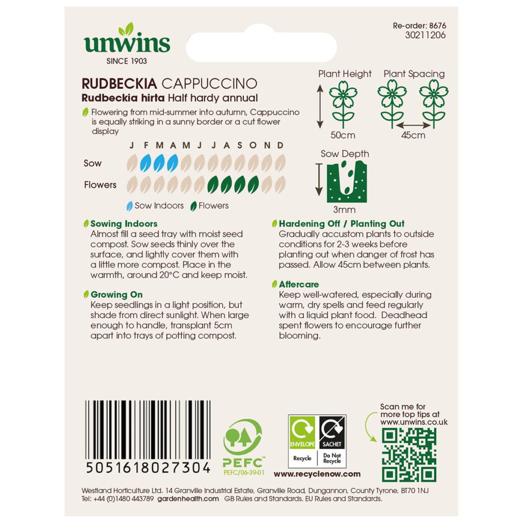 Unwins Rudbeckia Cappuccino Seeds 5051618027304 2